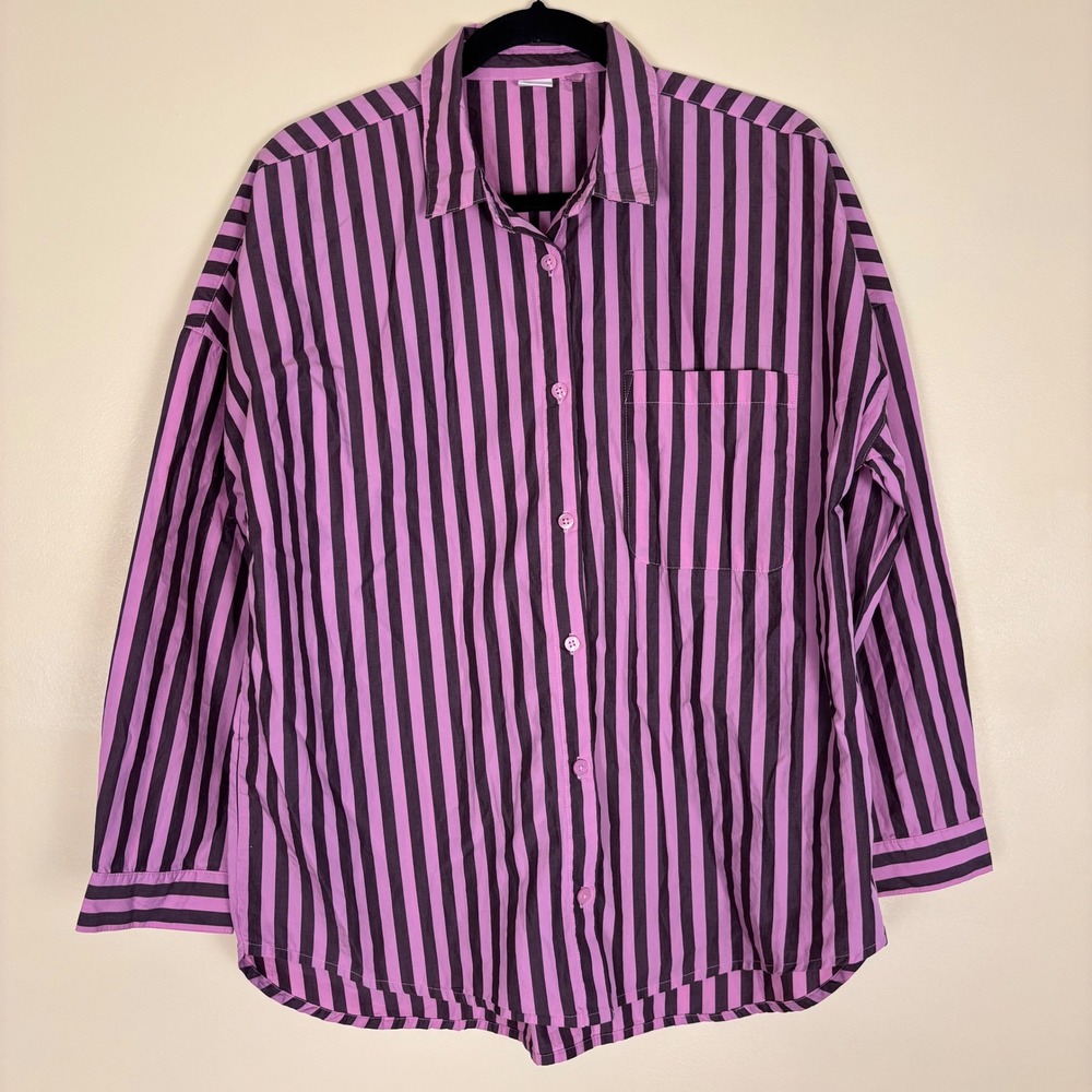 NEXT Stripe Cotton Button-Up Shirt & Pants Set Pink Girls Size 13yrs Casual wear - Picture 3 of 16